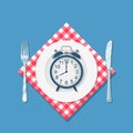 Plate with clock, fork and knife icon