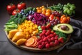 plate of colorful fruits and vegetables, for a boost of vitamins and nutrients