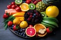 a plate of colorful fruits and vegetables, representing the variety of natural immunity boosters