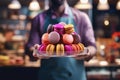 plate of colorful macarons