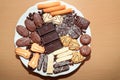 Various chocolate cakes on the table Royalty Free Stock Photo