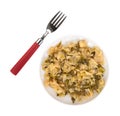 Plate of cooked cabbage with fork to the side Royalty Free Stock Photo