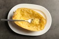 Plate with cooked spaghetti squash and fork Royalty Free Stock Photo