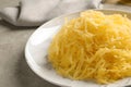 Plate with cooked spaghetti squash Royalty Free Stock Photo