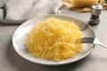 Plate with cooked spaghetti squash Royalty Free Stock Photo