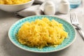 Plate with cooked spaghetti squash Royalty Free Stock Photo