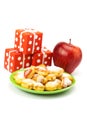 Plate of cookies, gifts and apples Royalty Free Stock Photo
