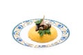 Plate With Corn Mush And Mushrooms Royalty Free Stock Photo