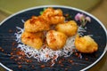 A plate of crispy and delicious fried shrimp balls Royalty Free Stock Photo