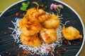 A plate of crispy and delicious fried shrimp balls Royalty Free Stock Photo