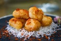 A plate of crispy and delicious fried shrimp balls Royalty Free Stock Photo