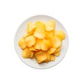 A plate of crispy potato chips on transparent background Royalty Free Stock Photo
