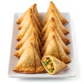 Plate of Crispy Vegetable Samosas Royalty Free Stock Photo