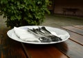 Plate with cutlery, dining, knife and fork