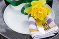 Plate with cutlery and flower Royalty Free Stock Photo