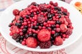 Plate of defrosted berries Royalty Free Stock Photo