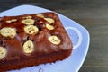 Plate of Delectable Fresh Baked Wholemeal Chocolate Banana Cake