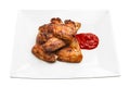 Plate of delicious barbecue chicken wings Royalty Free Stock Photo