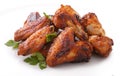 Plate of delicious barbecue chicken wings Royalty Free Stock Photo