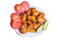 Plate of delicious barbecue chicken wings Royalty Free Stock Photo