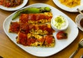 Traditional Turkish beyti kebab of grilled minced lamb in lavash Royalty Free Stock Photo