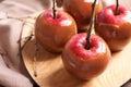 Plate with delicious caramel apples Royalty Free Stock Photo