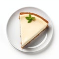 Organic Mint Cheesecake On A White Plate With High-key Lighting