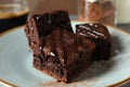 Plate with delicious chocolate cake slices Royalty Free Stock Photo