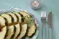 A plate of delicious fresh sliced tropical pineapple Royalty Free Stock Photo