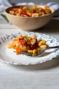 A plate of  delicious macaroni pasta with fork Royalty Free Stock Photo