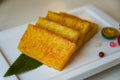 A plate of delicious pan-fried golden cake Royalty Free Stock Photo