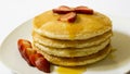 Plate of delicious pancakes with fruit Royalty Free Stock Photo