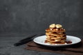 Plate with delicious pancakes Royalty Free Stock Photo