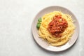 Plate with delicious pasta bolognese Royalty Free Stock Photo