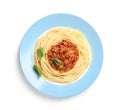 Plate with delicious pasta bolognese Royalty Free Stock Photo