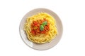 Plate with delicious pasta bolognese Royalty Free Stock Photo