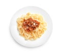 Plate with delicious pasta bolognese Royalty Free Stock Photo