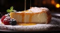 Deliciously Decadent Cheesecake With A Dusting Of Powdered Sugar