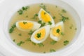 Plate diet soup with eggs