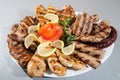 Plate of different meat. barbecue grill Royalty Free Stock Photo