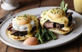 Delicious Eggs Benedict with Braised Meat Royalty Free Stock Photo
