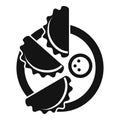 Plate of empanadas serving with dipping sauce icon, simple style Royalty Free Stock Photo