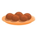 Plate falafel icon, cartoon style