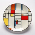 Modern Mondrian Inspired Plate With Abstract Stained Glass Design