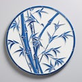 Blue And White Bamboo Relief Sculpture With Intricate Detail