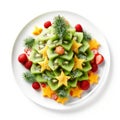 Festive Fruit Salad: Christmas Tree Shaped Dessert With Colorful Fruits