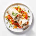 Delicious Burrito With Roasted Whitefish Steak And Peppers