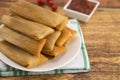 Plate Filled with Homemade Tamales