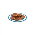 Chocolate Chip Cookies on a Plate Illustration Royalty Free Stock Photo