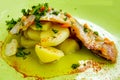 Plate of fish and potatoes Royalty Free Stock Photo